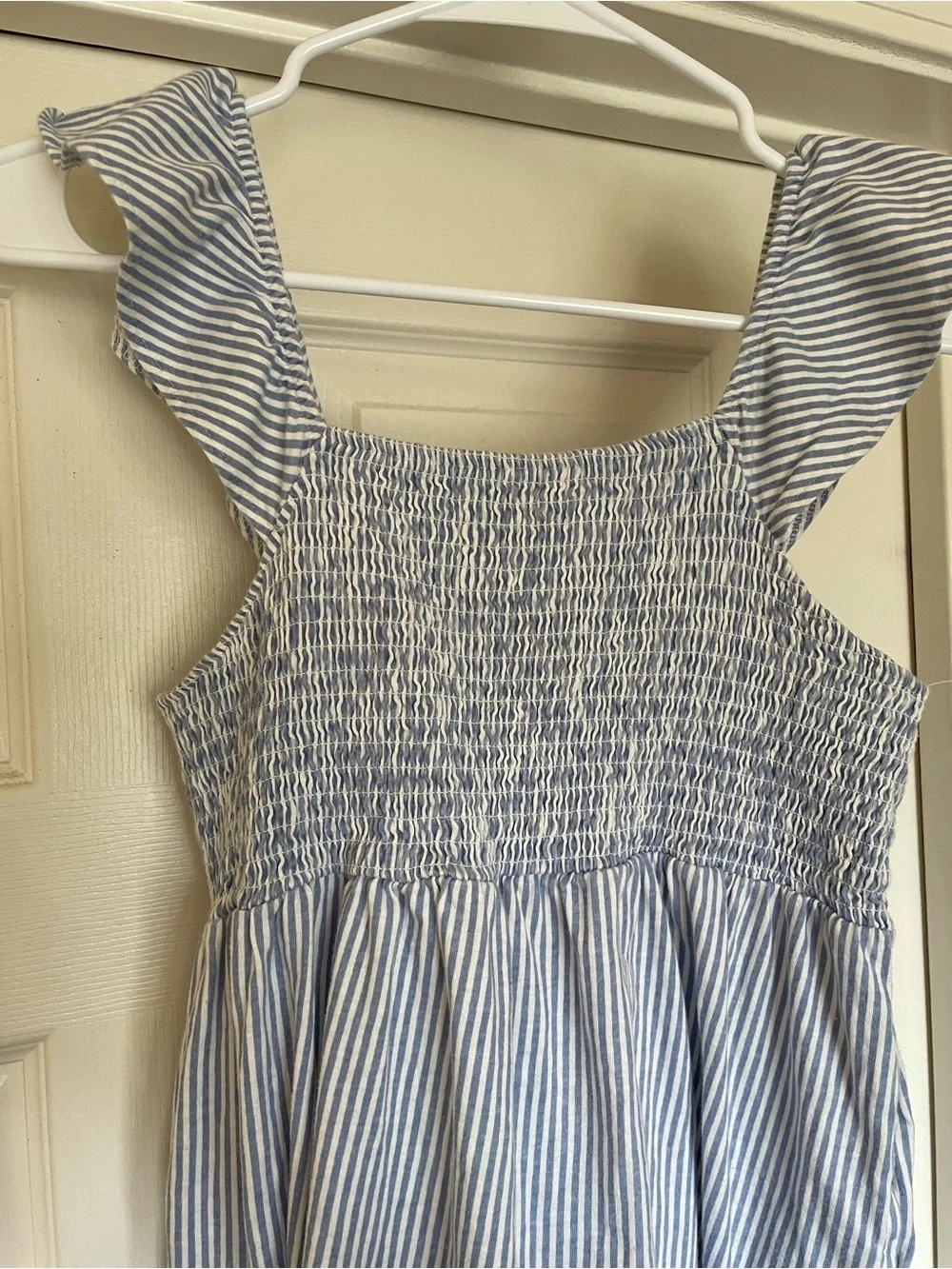 Blue and White Striped Girls' Sundress 100% Cotton